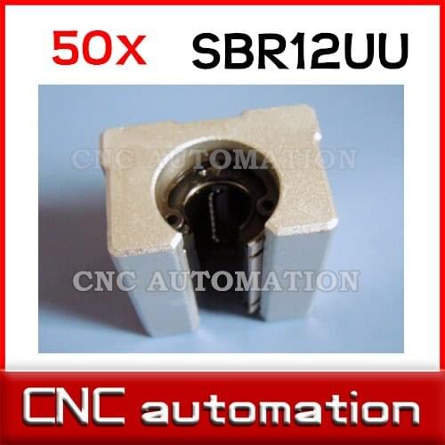 50pcs SBR12UU 12mm Linear Ball Bearing Block CNC Router for SBR12 shaft rail