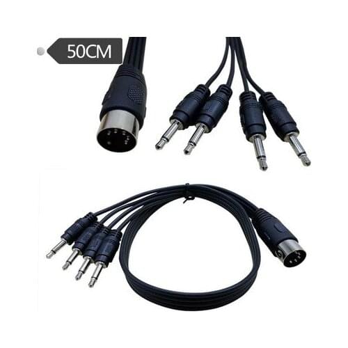 50CM 5 Pin DIN Plug Male to 4 X 3.5MM Female SmartPhone AUX Headphone MONO Jack Adapter Input Cable 0.5m