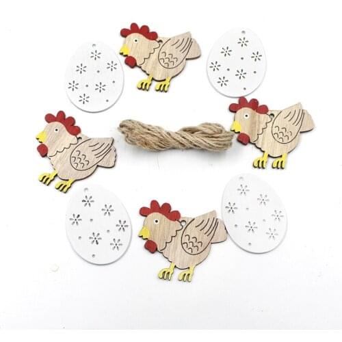 New Nordic Style Easter Cock Wooden Pendants Hanging Ornament Wood Crafts Kids Gift for Easter Home Party Decorations Supplies