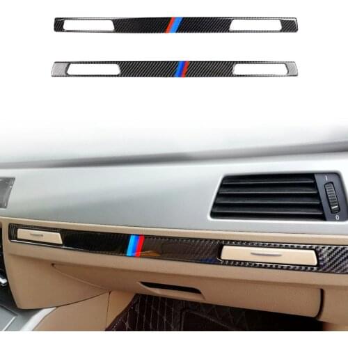 Car Styling Interior Carbon Fiber Sticker Copilot Water Cup Holder Panel Strip Trim Accessories For BMW 3 Series E90 E92 E93