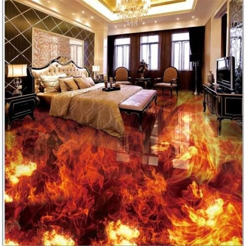 Beibehang Custom floor painting 3D fire burning stereo bathroom living room self-adhesive floor tiles to draw papel de parede
