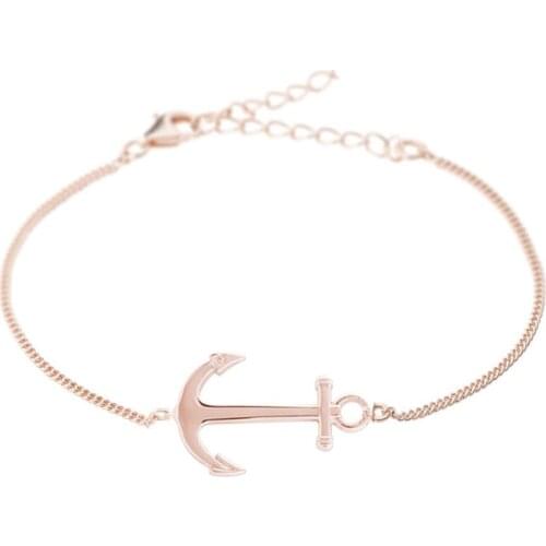 Runda 2020 Summer IP Rose Gold Anchor Charms Bracelet for Women Stainless Steel Fashion Bracelets Jewellery
