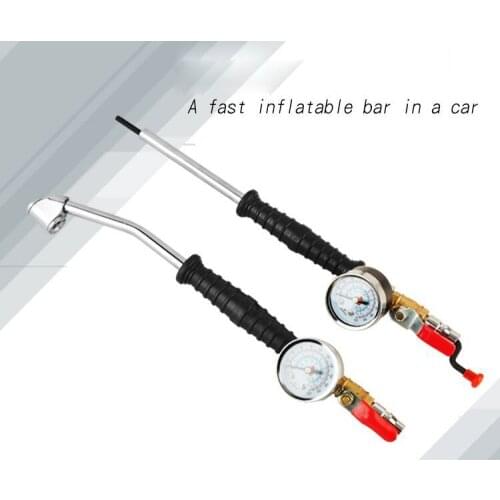 C057 Car Truck Air Pressure Inflator Gauge Vehicle Manometer Tyre Pressure Tester Tire Repair Tools-Lengthen Gas nozzle