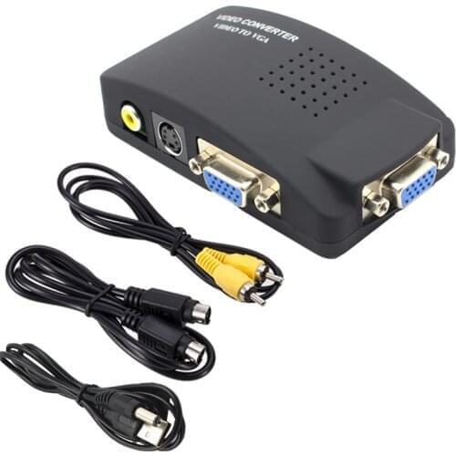 CVBS AV to VGA converter VGA+S-video Composite RCA in to VGA out for PC to TV