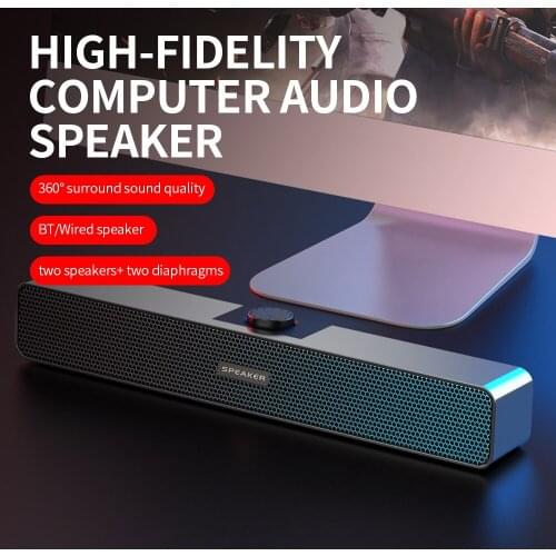G20 BT Speaker High-fidelity Computer Audio Speaker Multifunctional 4D Stereo Loudspeaker Computer Desktop Speaker Black