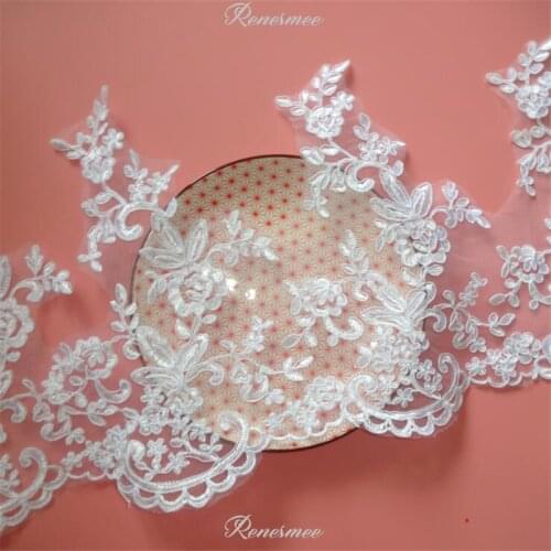 Delicate 1Meter White Cording Fabric Flower Venise Venice Mesh Lace Trim Applique Sewing Craft for Wedding Dec. 28cm SX23