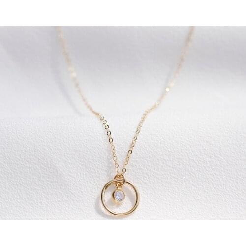 Circle Necklace Handmade Jewelry Gold Filled Choker Pendants Collier Femme Kolye Collares Zircon Jewelry Womens Necklaces