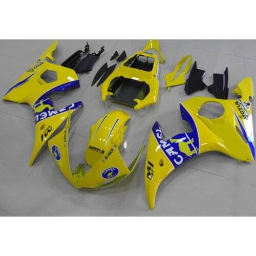 Injection Fairing Kit for YAMAHA YZFR6 03 04 05 YZF R6 2003 2004 2005 YZF600 ABS Yellow blue Fairings set+7gifts KS14