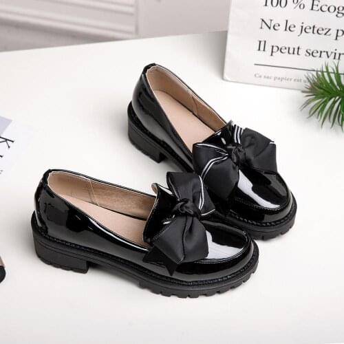 Korean Harajuku Style Heavy-BottomedBowknot Princess Kawaii Girl Women Shoes Round Head College Lolita Shoes