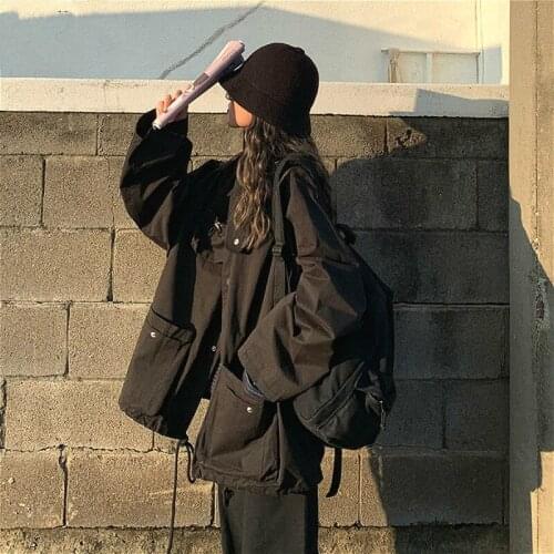 Jackets Women High Street Oversized Chic Cargo Boyfriend BF Style Spring Fashion Ladies Adjustable Harajuku Femme Outwear New