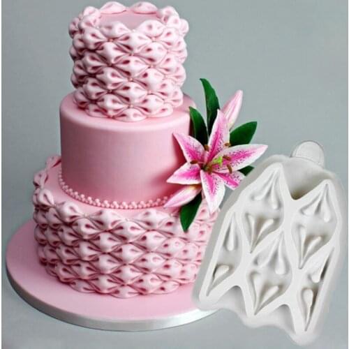 KUXSE Easy Fabric Puff Cake Border Silicone Molds DIY Fondant Cake Decorating Tools Candy Clay Chocolate Gumpaste Mold