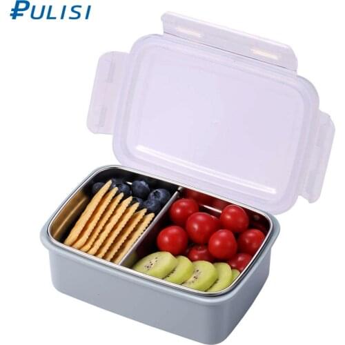 Bento Box 2 Compartments Stainless Steel Lunch Box for Adults and Kids Portion Control Lunch Containers Leakproof 28oz BPA Free