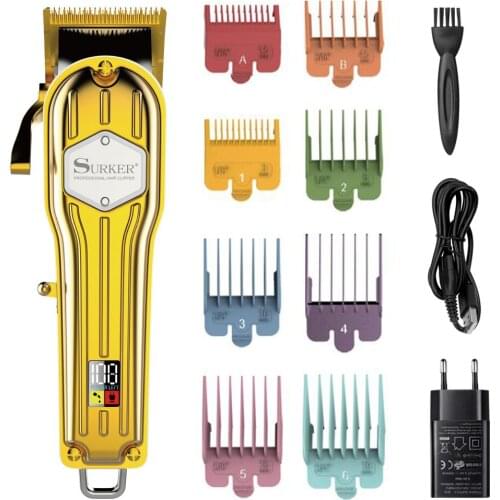 SURKER Hair Clippers Hair Trimmer for Men Professional Barber Clippers Cordless Haircut Machine Kit with 8 Colorful Guide Combs