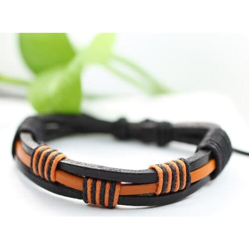 6Pcs/lot Fashion Men Leather Bracelets Leather Rope Weave Bracelet Classic Wax Line Adjustable Hand Bracelet Male Jewelry DX78