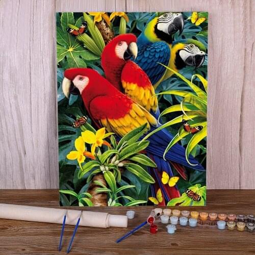 Bird Parrot Animal DIY Paint By Numbers Package Acrylic Paints 50*70 Canvas Pictures Home Decoration For Handicraft