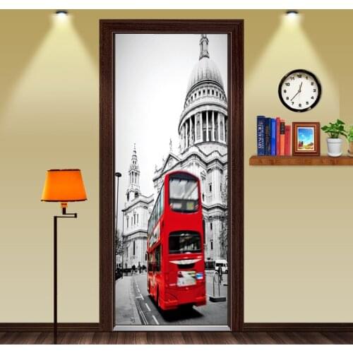 New Creative 3D Bus Elevator Door Wall Stickers corridor wallpaper poster DIY Waterproof Mural Poster Living Room Home Decor
