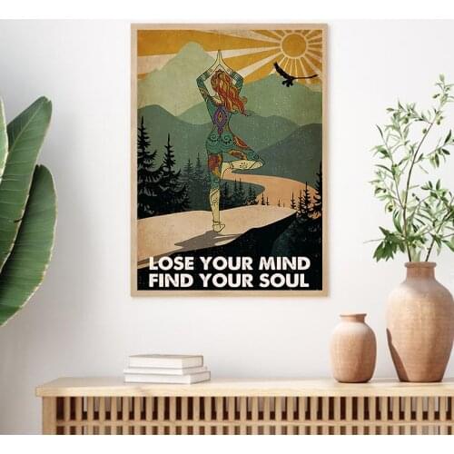 Yoga Lovers Gift Stay Wild Moon Child Vintage Canvas Poster Lose Your Mind Find Your Soul Painting Art Print Yoga Room Decor