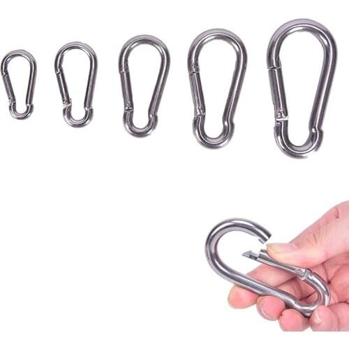 Spring Snap Quick Link Lock Ring Carabiner Stainless Steel Spring Carabiner Snap Hook Keychain Lock Buckle Travelling Bag Parts