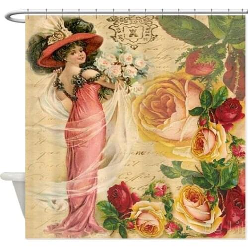 Rose Lady Shower Curtain Waterproof Bathroom Accessories
