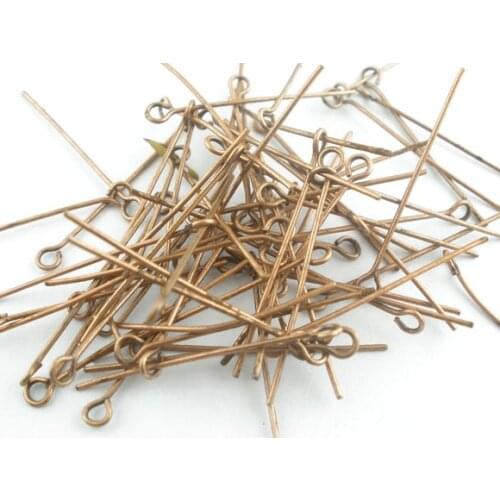 Doreen Box Lovely 300 PCs Copper Tone Eye Pins Findings 50x0.7mm (B03593)