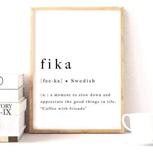 Fika Swedish Quote Art Print Inspirational Poster Sweden Scandinavian Modern Wall Art Canvas Painting Prints Home Artwork Decor