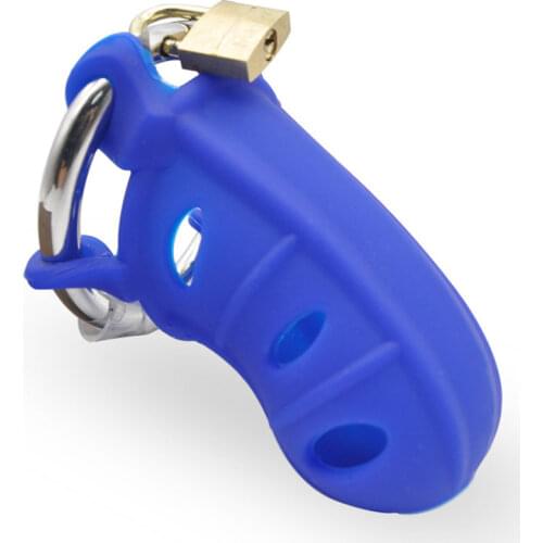 BLUE TRULY, MADLY, KINKY SILICONE MALE CHASTITY CAGE