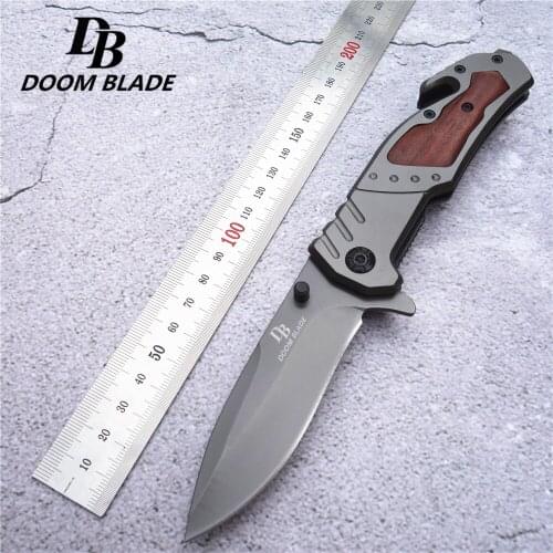 X42 Folding Knife 440c Blade Wood Handle 57HRC Quick Open Outdoor Hunting Survival Collection Gift EDC Tool