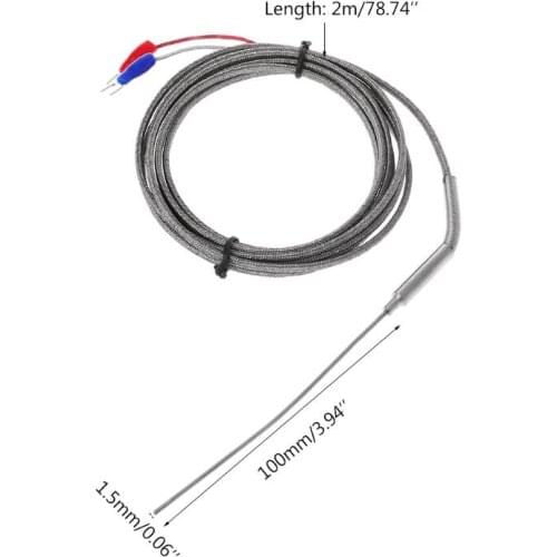 2m K Type Thermocouple Stainless Steel 1.5mm Probe Temperature Controller Sensor 203B