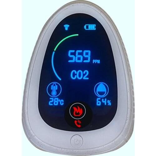 Smart WiFi CO2 Meter Work with App,Portable Indoor Gas Smoke Sensor Meter Detector with Temperature and Humidity