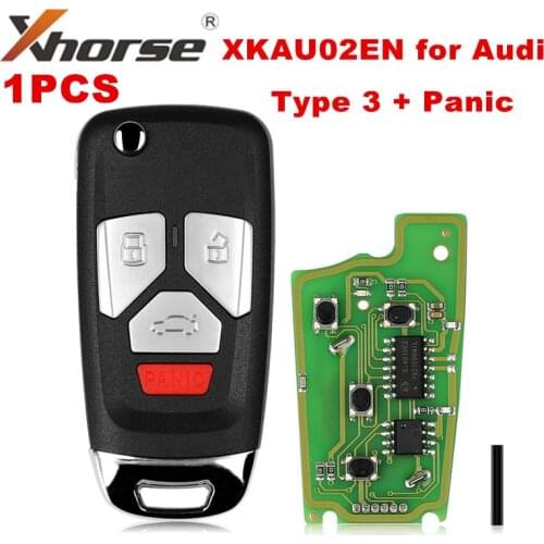 Xhorse VVDI XKAU02EN Universal Flip Wired Remote Key for Audi Type 3 + Panic Buttons