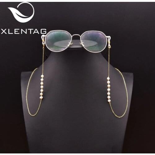 XlentAg Natural Pearl Womens Symmetrical Glasses Hanging Hairpin Wedding Supplies Gift Fashion Fine Jewelry (No Glasses) GH0032