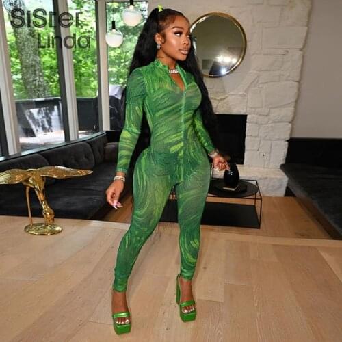 Sisterlinda Ripple Tie Dye Print Fitness JumpsuitWomen Casual Long Sleeve Zipper One Piece Y2K Rompers Skinny Elastic Activewear