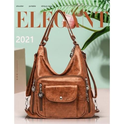 2021 new style ladies backpack backpack retro bag Pu leather ladies casual handbag designer shoulder bag ladies handbag