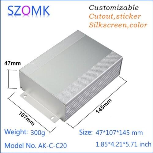1 pc, 47*107*145mm wall mounting aluminum case grey extrusion aluminum project box aluminum equipment device switch box