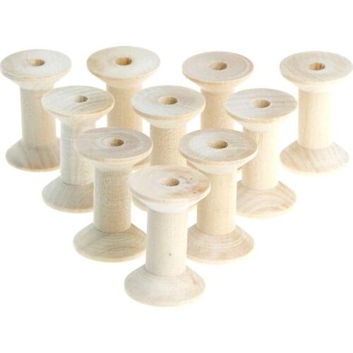 10Pcs Vintage Style Thread Wire Empyty Wooden Bobbins Spools Reels Organizer For Sewing Ribbons Twine Wood Crafts Tools