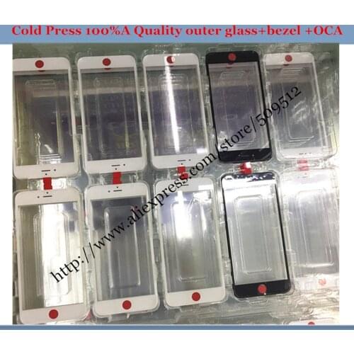 10pcs OEM Quality Cold Press For iphone 6 6S 6 plus 7 /7 plus 8 8 plus Outer Glass with Bezel Frame with oca Glass+frame+oca