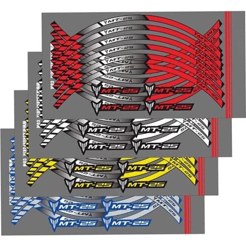 12 X Motorcycle Thick Edge Outer Rim Waterproof Personality Sticker Stripe Wheel Decals Accessories For YAMAHA MT25 MT-25 mt-25