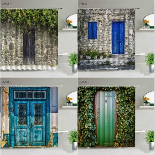 3D European Rural Town Street Landscape Shower Curtains Set Retro Building Bathroom Decoration Luxury Polyester Bathtub Screen