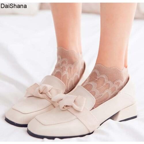 5 Pairs Fashion Women Girls Summer Socks Style Lace Peacock Flower Short Sock Antiskid Invisible Ankle Socks 2021 New 10 Colors