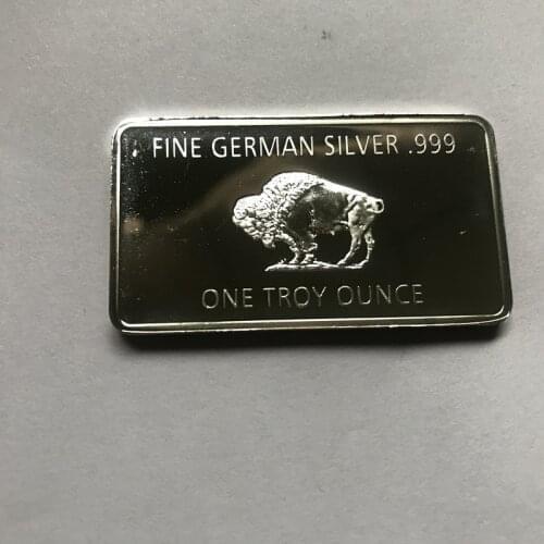 5 Pcs Non Magnetic Buffalo 1 OZ Silver Plated Coin Yellow Stone Park Animal Ingot Badge 50 Mm x 28 Mm Collectible Bars