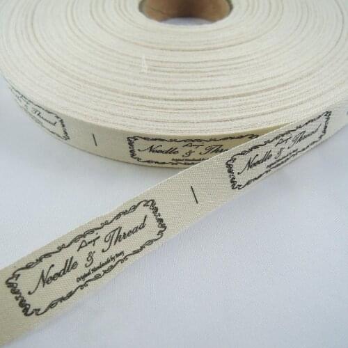5yards/lot 5/8" 15mm "Needle & Thread" Printed 100% Cotton Ribbon DIY Sewing Tapes &Packing Accessories Clothes Label Ruban Y125