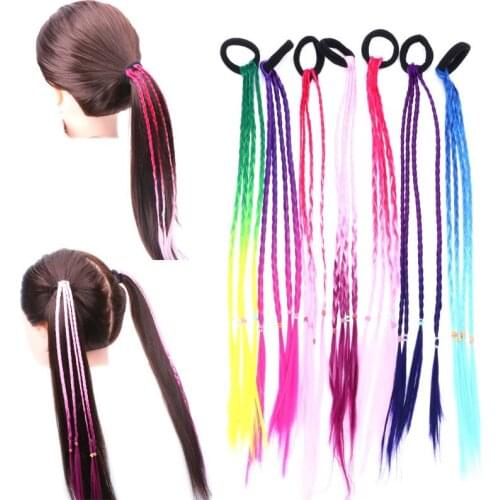 Girl Hair Extension Hair Accessories-Rubber Band Elastic Band Hairstyle Ponytail Braid Beauty Hair Band Twist Colorful Wig Braid