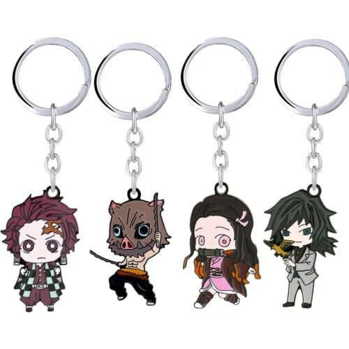 Anime Demon Slayer Keychain Kimetsu no Yaiba Keyrings Metal Pendant Tanjirou Nezuko Chaveiro Key Chain Men Jewelry llaveros