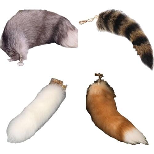 Animal Simulation Fox Tail Bag Keychain for Women Fashion Jewelry Accessories Genshin Impact Anime Trinket Account Sailor Moon