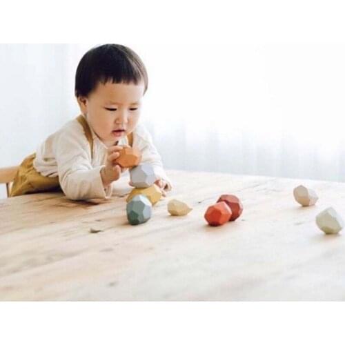 5/7/10/22Pcs Child Rainbow Silicone Colored Stone Stacking Game Building Blocks Wholesale
