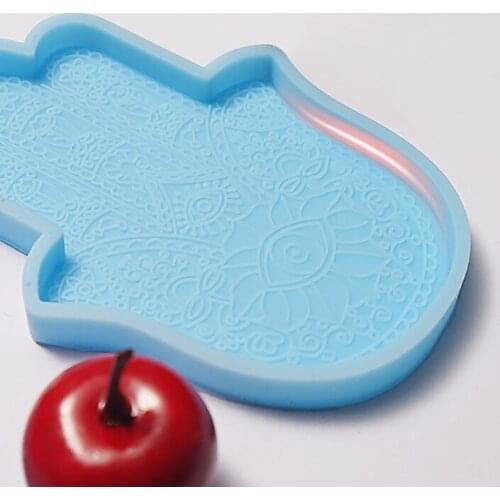 E56A Fatima Hand Coaster Epoxy Resin Mold DIY Palms Cup Mat Mug Pad Silicone Mould