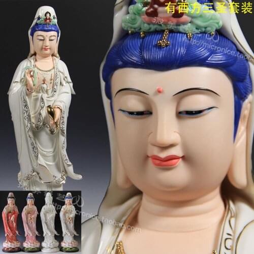 26 inch thick and put Ephraim Guanyin Guanyin ornaments painted porcelain Guanyin Buddha statue in Dehua