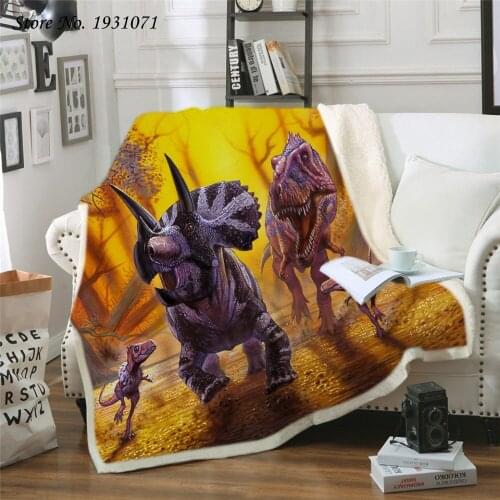 Cute Dinosaur 3D Printed Fleece Blanket for Beds Thick Quilt Fashion Bedspread Sherpa Throw Blanket Adults Kids 08