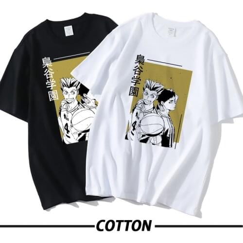 Anime Fukurodani Haikyuu Bokuto Koutarou Tee Shirt Japan Anime T Shirt Cotton Casual Loose Tops Male Hip Hop Harajuku T-Shirts