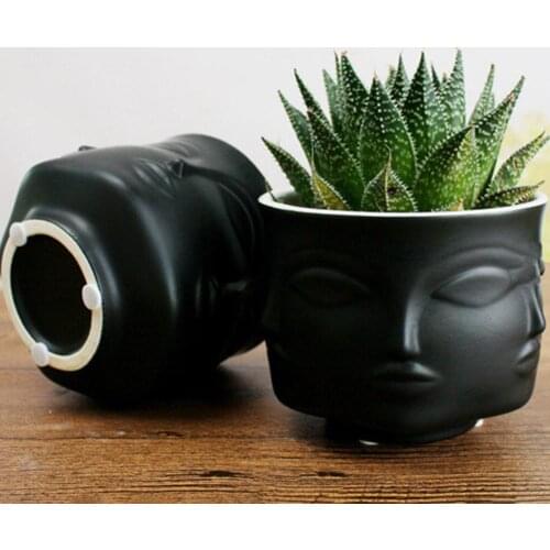 Artistic Human Face Pattern Home Decoration Plants Flower Pot Container Planter